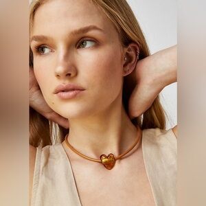 Free People Under The Sea Collar Necklace (orange heart) NWT